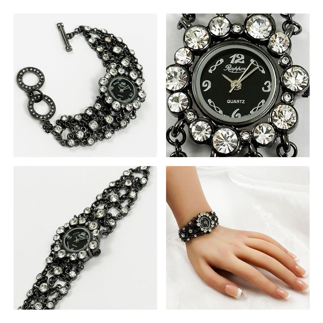 【Rapport】 ブレスレットウォッチ ブラック アクセサリー感覚 高級感 レディース 腕時計