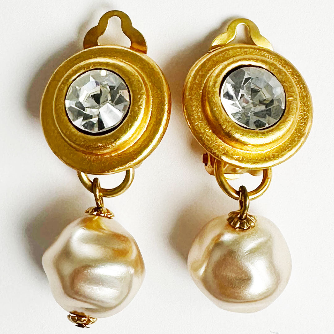 揺れるパールのイヤリング アンティークゴールド フランス産インポートアクセサリー プレゼント ギフト