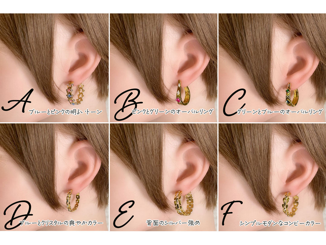 全６種 レトロなゴールドピアス フープピアス リング型 18KT スペイン バレンシア製 プレゼント ギフト