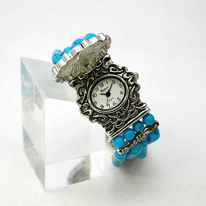 【Rapport】 ブレスレットウォッチ ターコイズブルー 蓋付き 高級感 レディース 腕時計