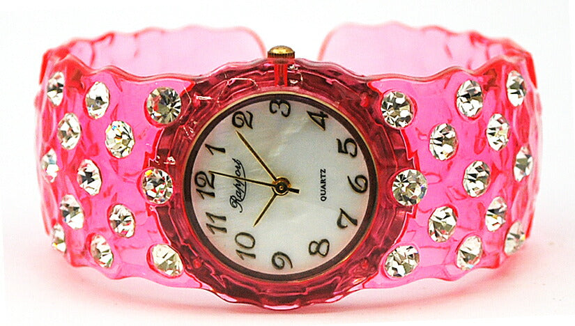 【Rapport】 バングルウォッチ クリアピンク 華やか 大人可愛い レディース 腕時計