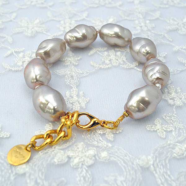 アンティーク風 パールのブレスレット ガラスパール フランス製のインポートアクセ プレゼント ギフト