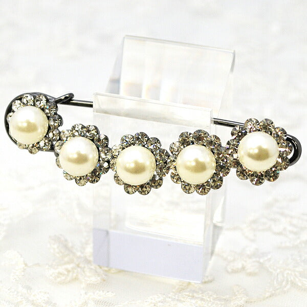 ５連パールのキルトピン ストールピン プレゼント ギフト