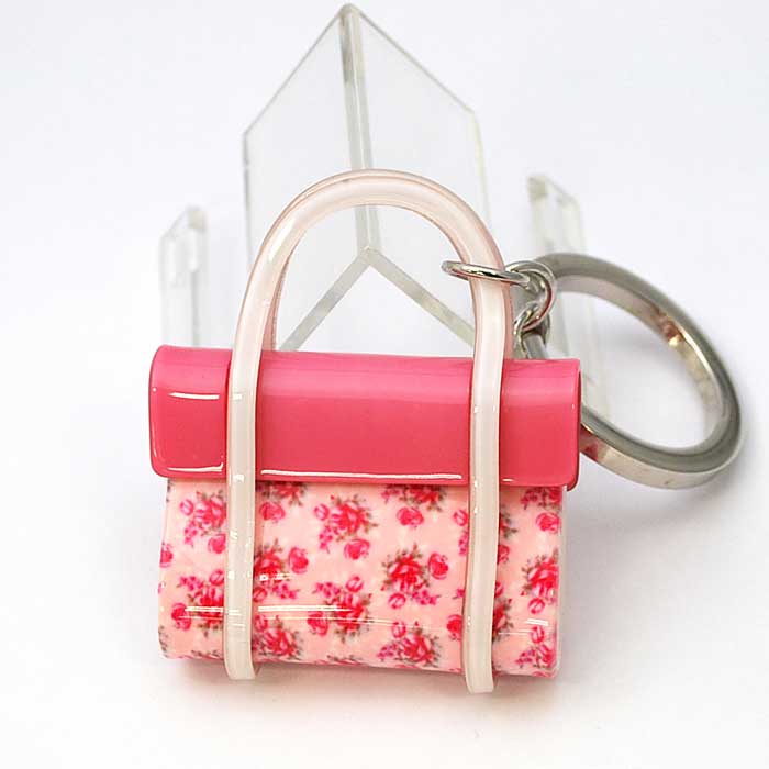 トートバッグのバッグチャーム アクリルキーホルダー ペア お揃い チェック フラワー プレゼント ギフト