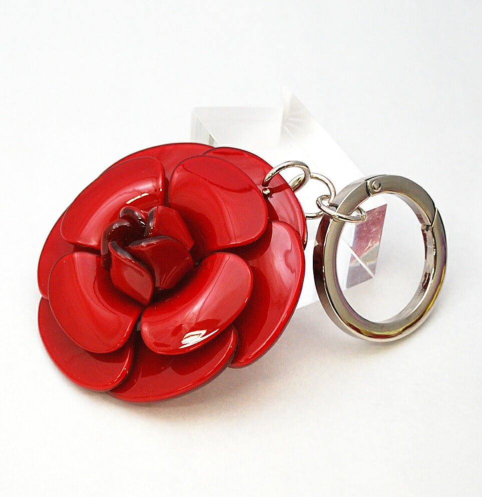 カメリアのバッグチャーム アクリル キーホルダー ペア お揃い 薔薇 バラ ローズ レッド ピンク ブラック プレゼント ギフト
