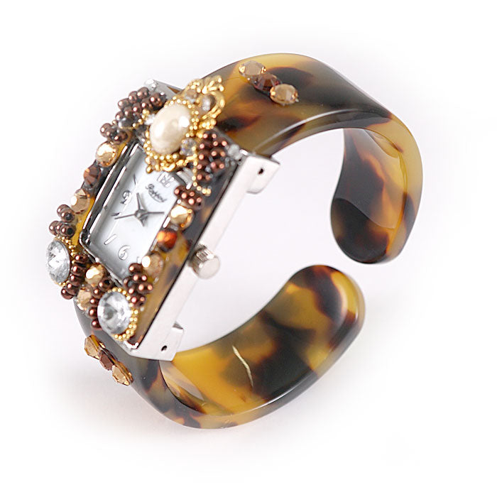 【Rapport】 バングルウォッチ アセテートバングル レクタングル デコ ニュアンスカラー レディース 腕時計