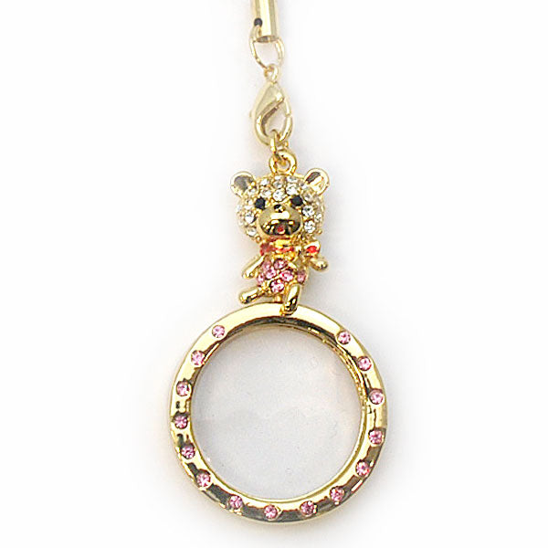 ハッピーベア ルーペストラップ  モチーフ マスコットチャーム レトロ 個性派 開運