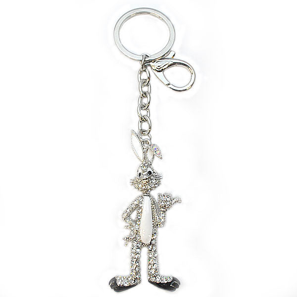 きらきらラインストーン バニーのキーホルダー キーリング シルバー プレゼント ギフト