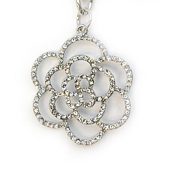 きらきらラインストーン カメリアのキーホルダー キーリング ペア お揃い ブラック シルバー プレゼント ギフト