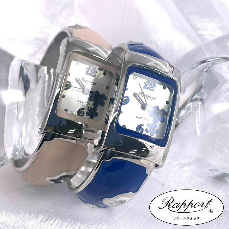 【Rapport】 バングルウォッチ カラーバングル フラワー 可愛い文字盤 レディース 腕時計