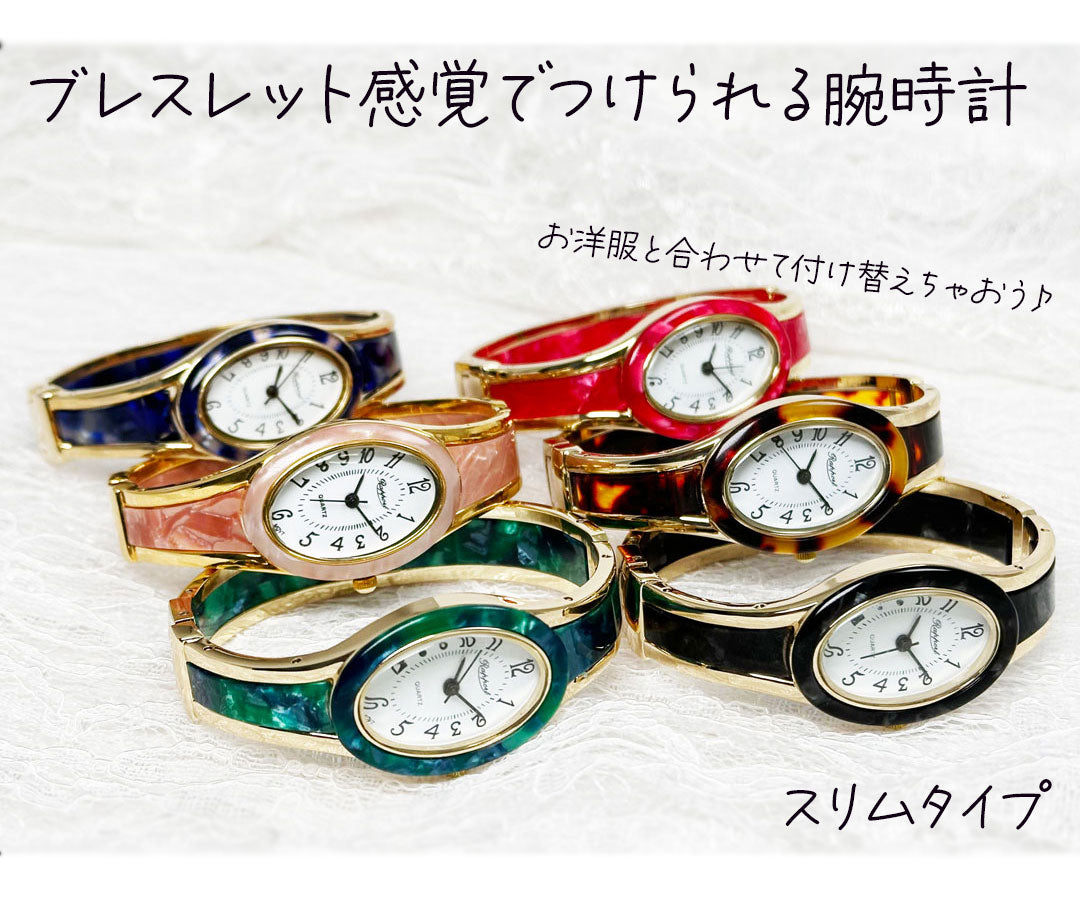 【Rapport】 バングルウォッチ ゴールドフレーム スリムタイプ オーバル レディース 腕時計